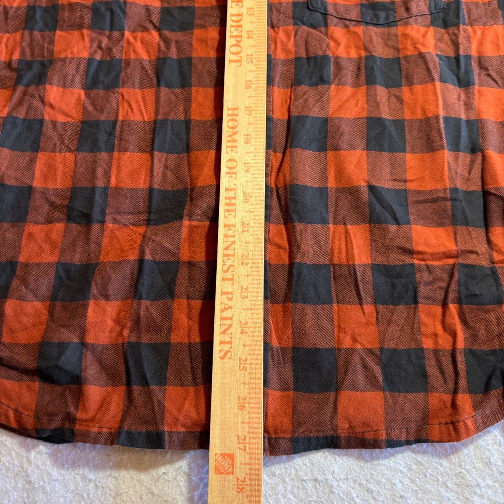 Stio Mens Orange Black Plaid Lightweight Flannel Shirt Button Up Long Sleeve S‎ - Picture 9 of 11